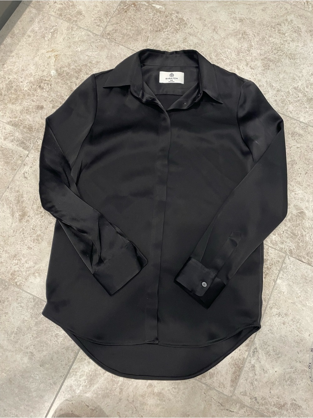 Babaton black silk blouse